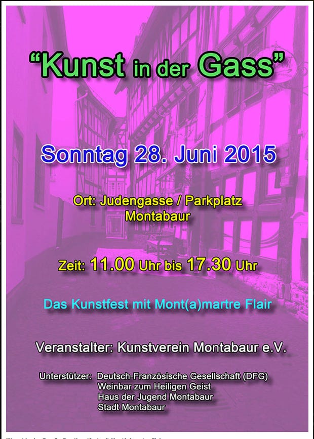 Plakat zur Veranstaltung: Kunst in der Gass 2015